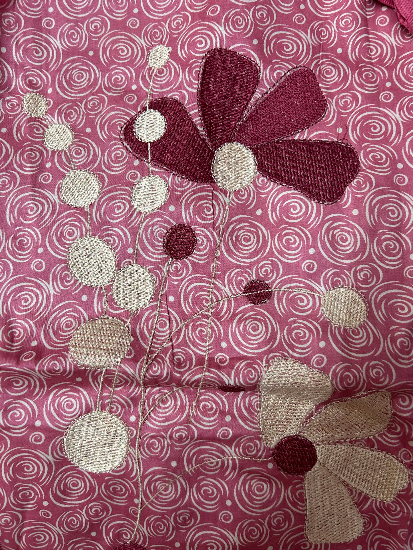 PINK SUIT WITH THREAD FLOWER WORK