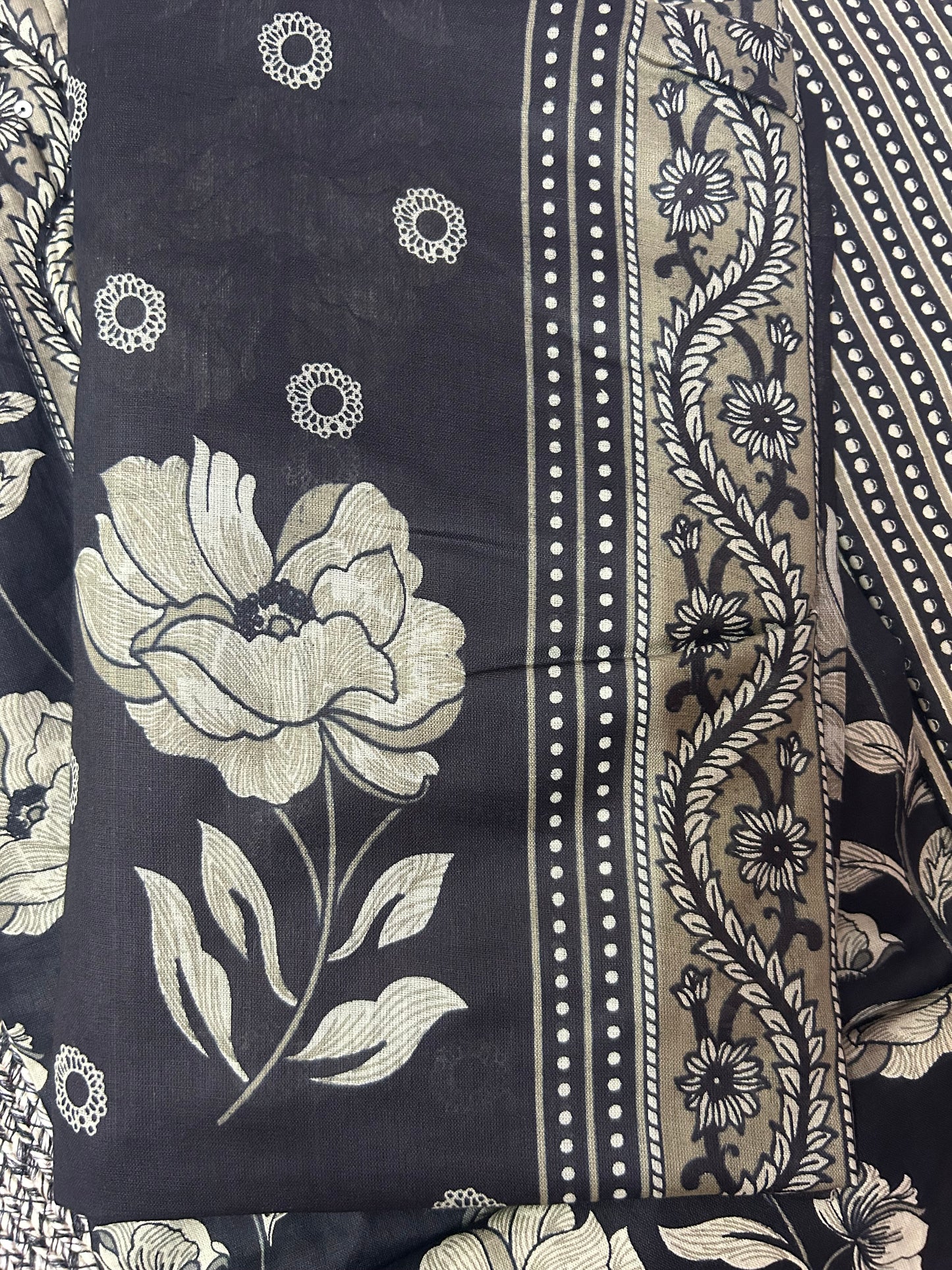 BLACK COTTON SUIT WITH MIRROR WORK