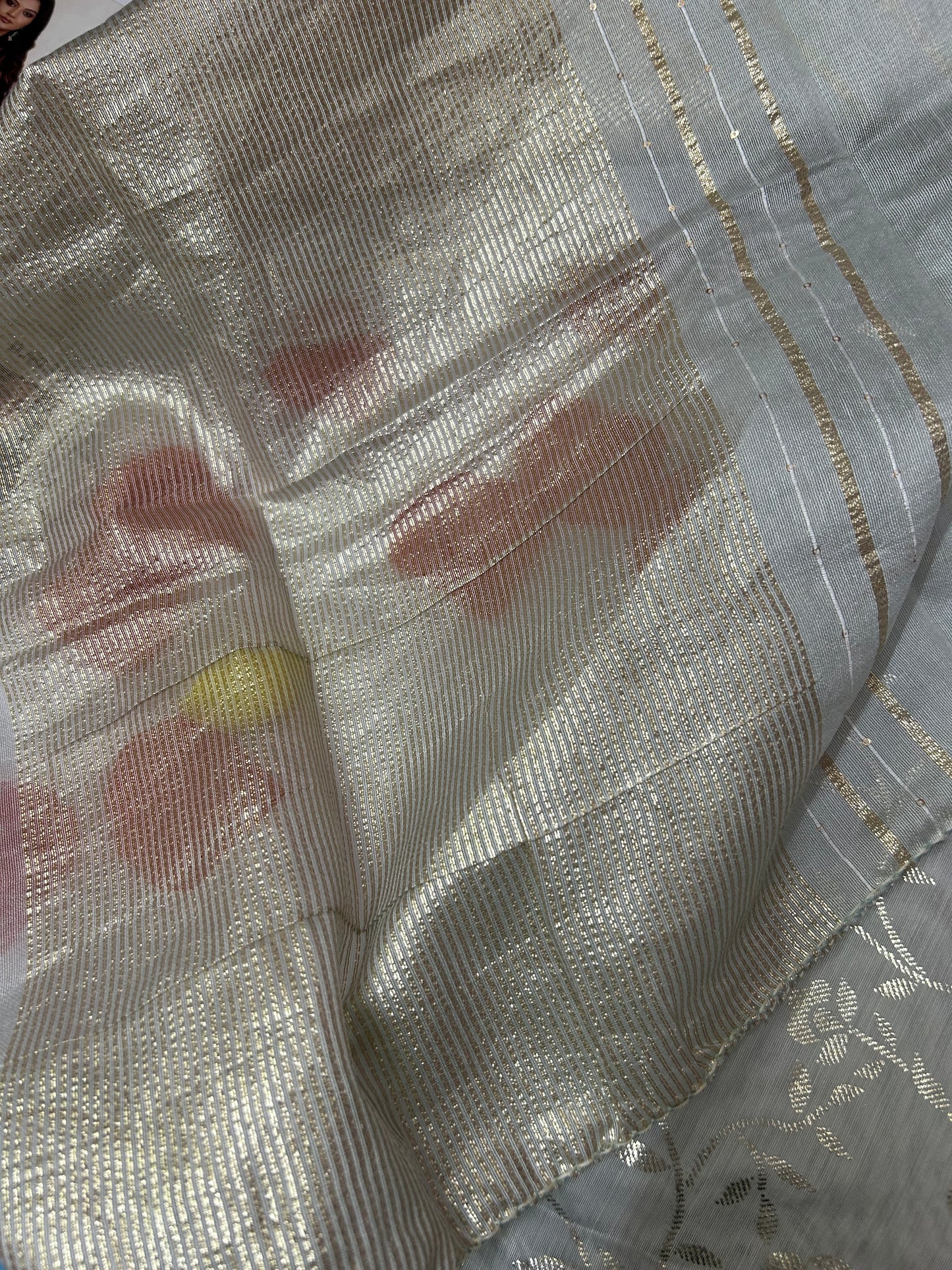 SKYBLUE ORGANZA SUIT WITH CUTDANA WORK