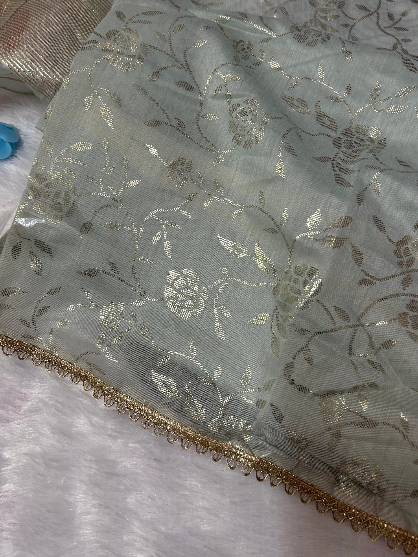 SKYBLUE ORGANZA SUIT WITH CUTDANA WORK