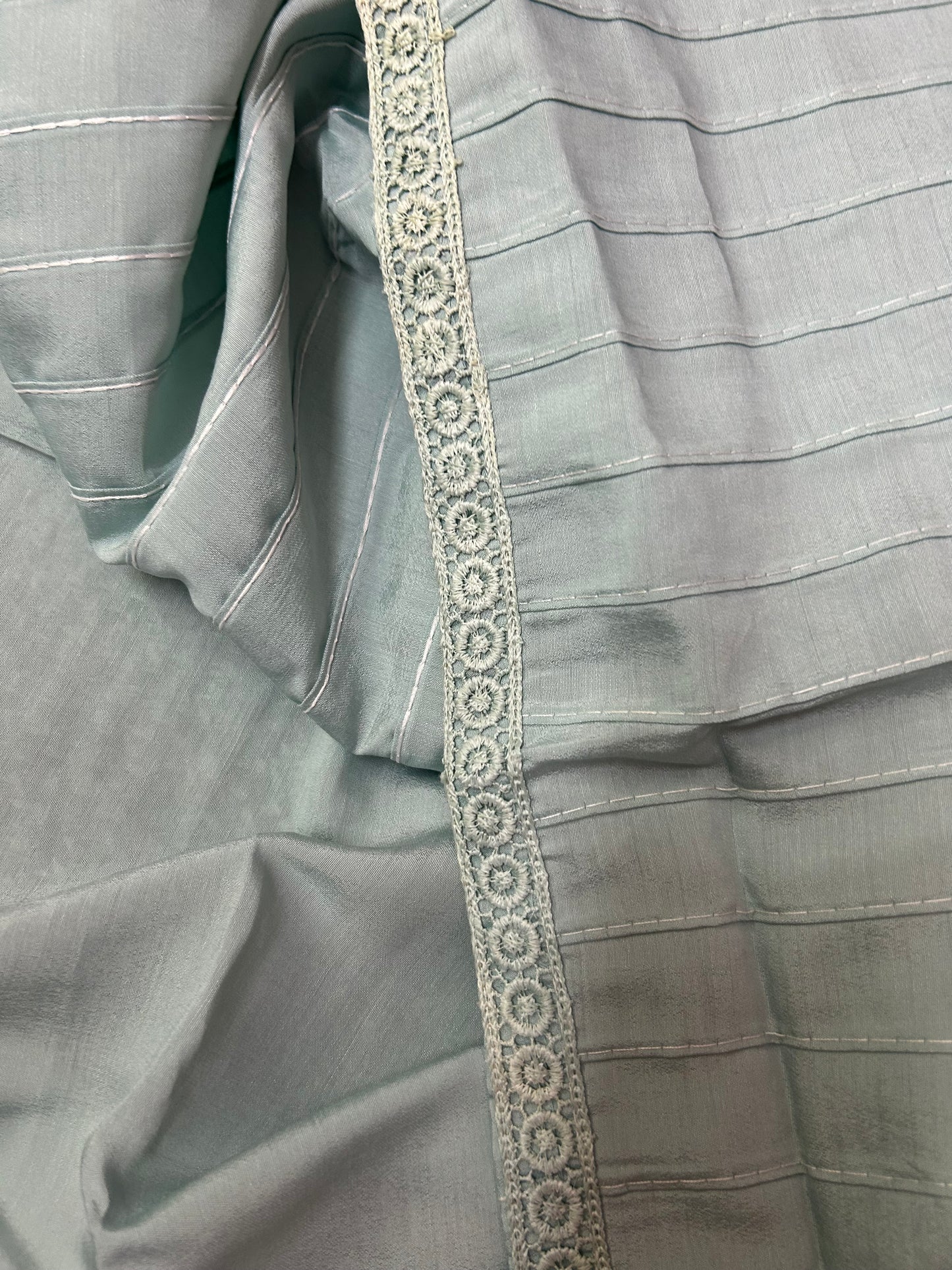 SKYBLUE SOFT ORGANZA SUIT WITH THREAD WORK