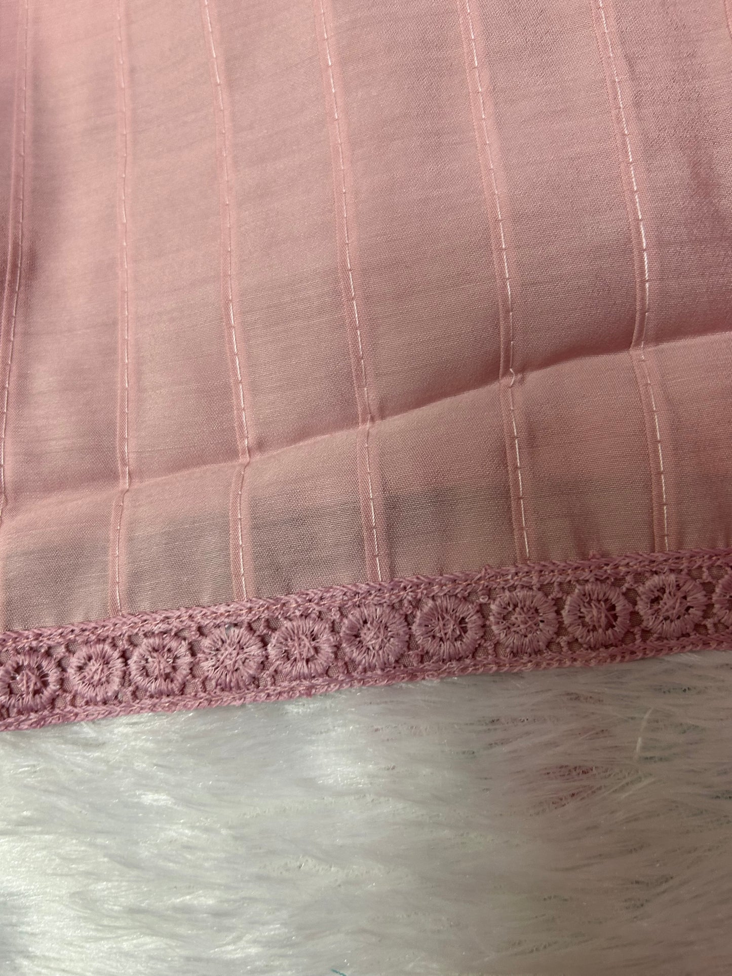 PEACH SOFT ORGANZA SUIT WITH CHAMKI WORK