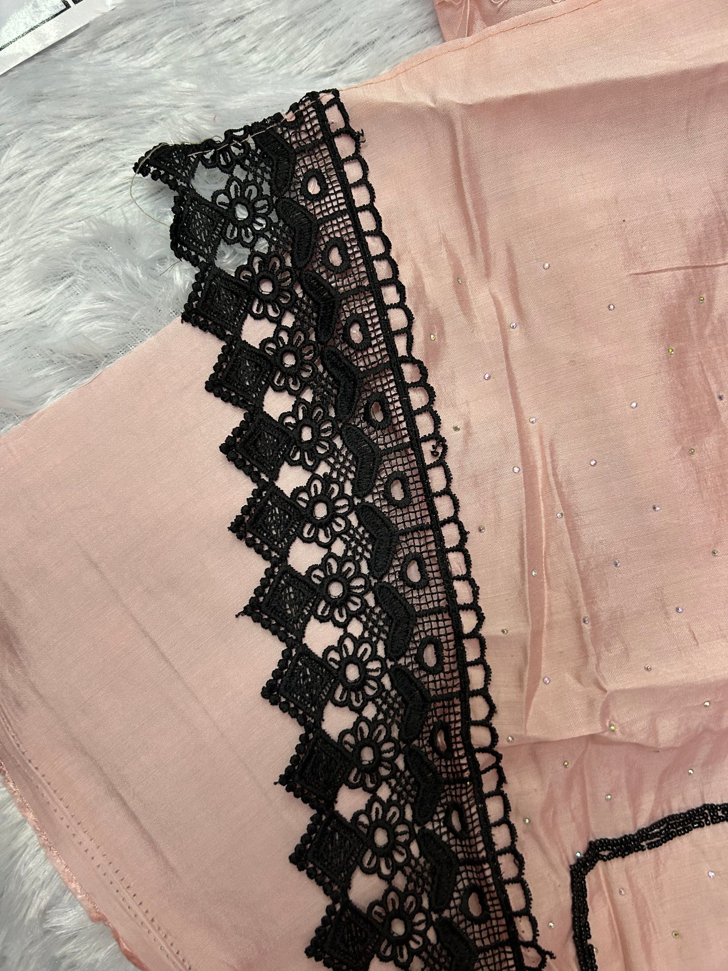 PEACH SOFT ORGANZA SUIT WITH CUTDANA WORK