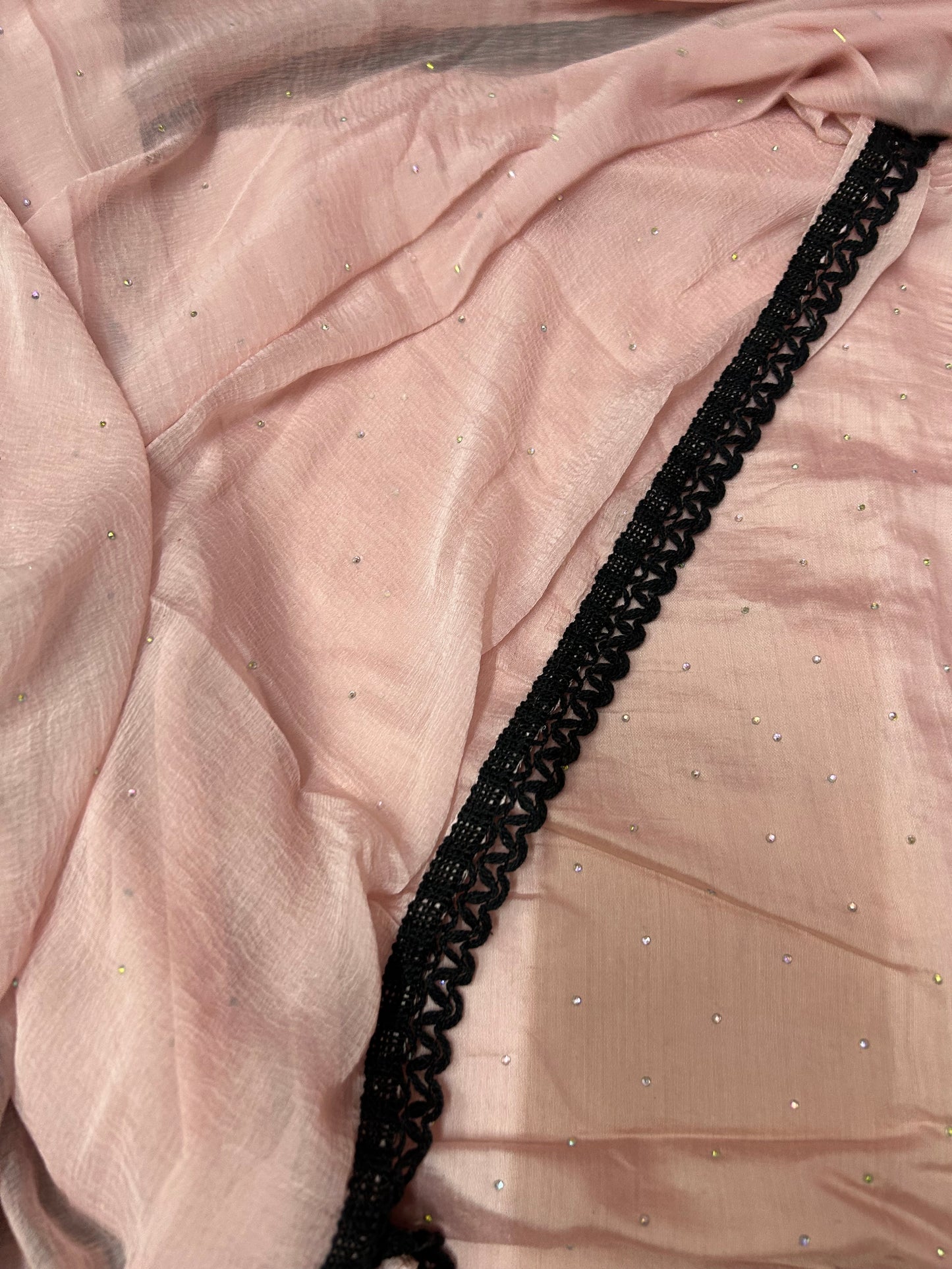 PEACH SOFT ORGANZA SUIT WITH CUTDANA WORK