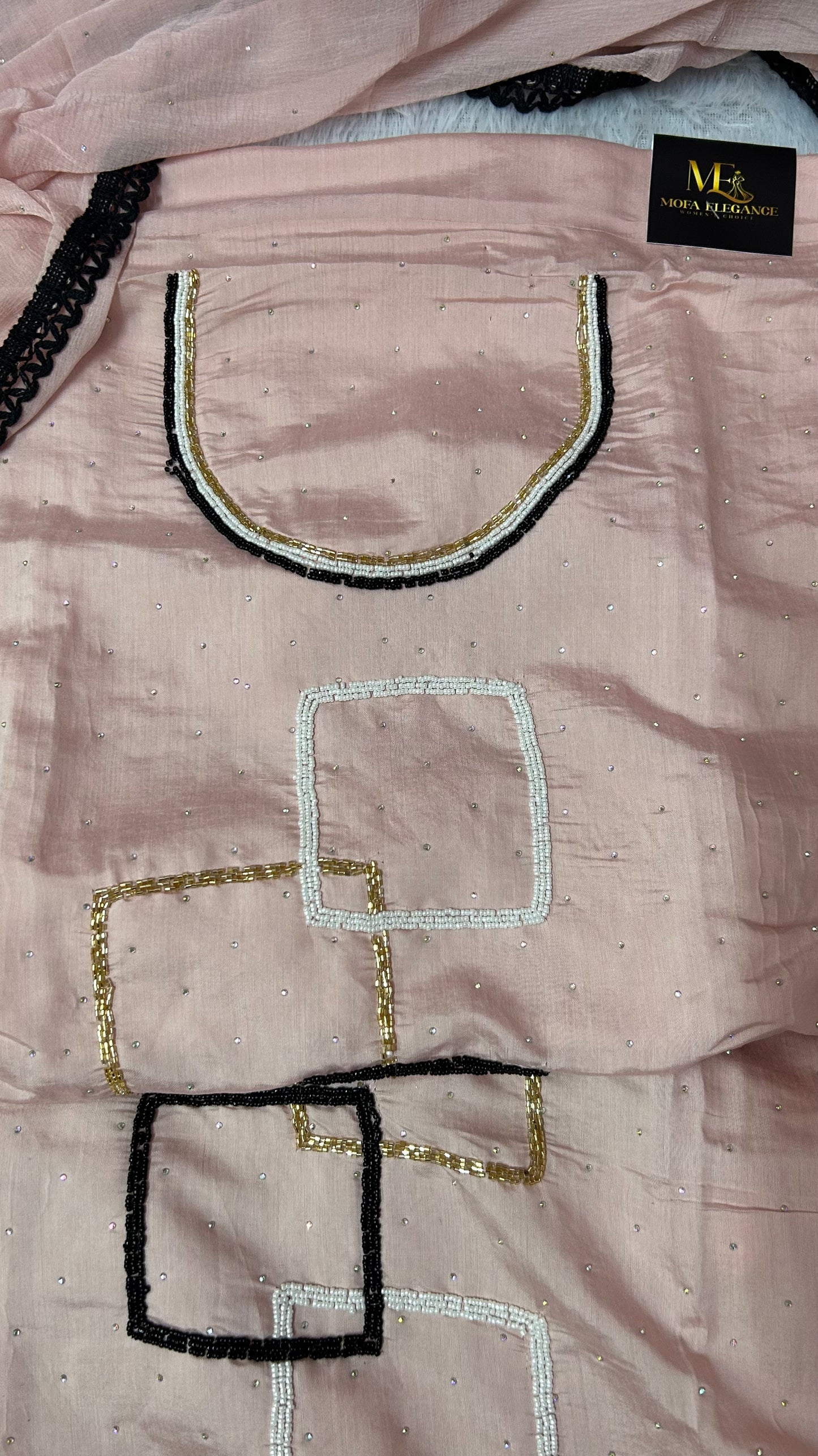 CREAM SOFT ORGANZA SUIT WITH CUTDANA WORK