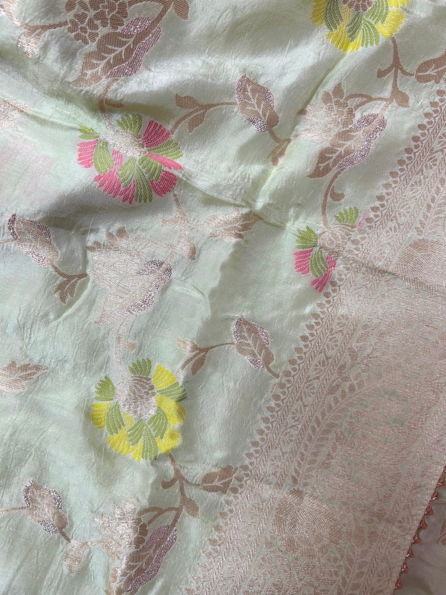 PISTA GREEN SILK SUIT WITH CUTDANA WORK