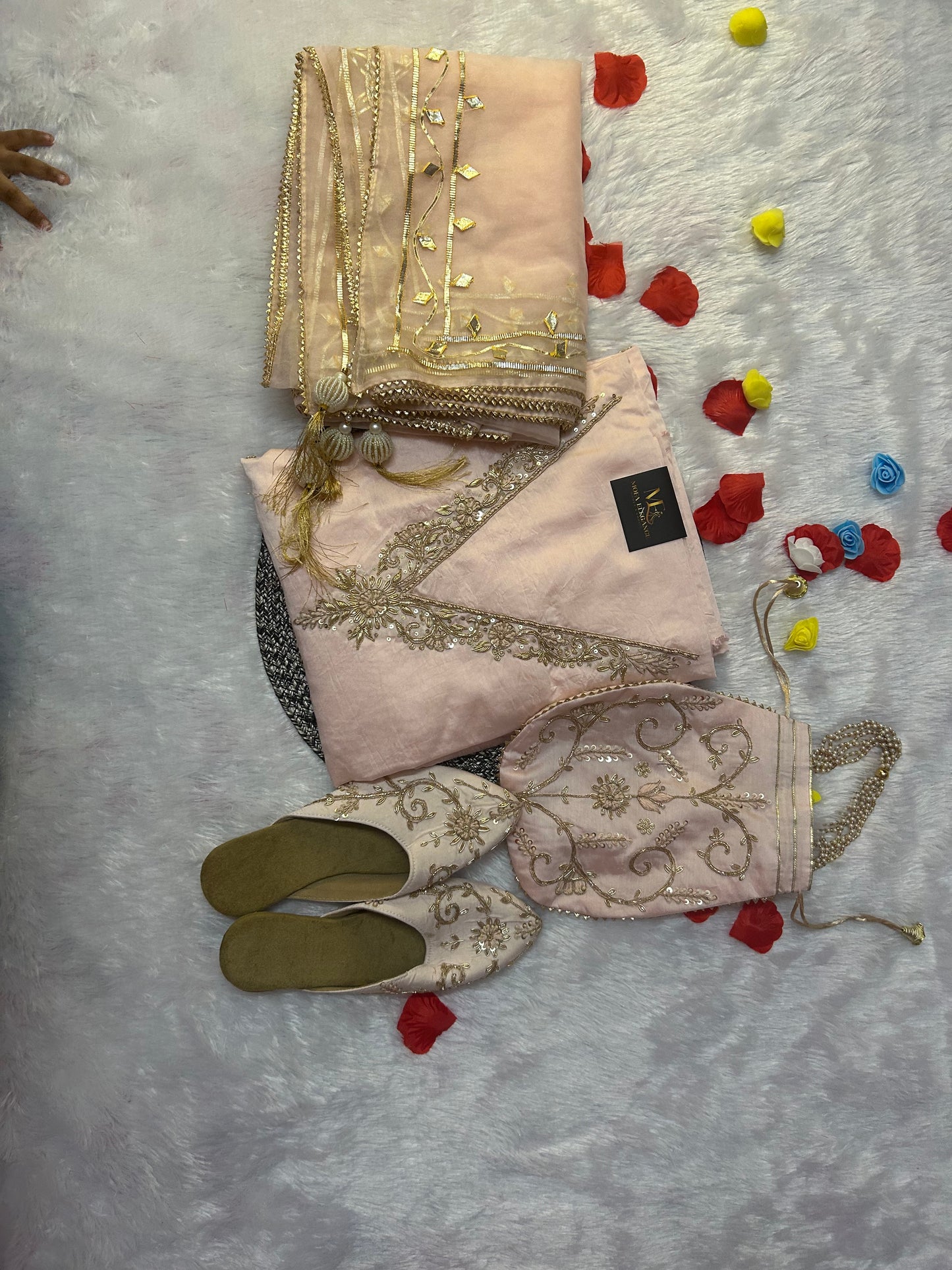 LIGHT PEACH CHANDERI SILK SUIT