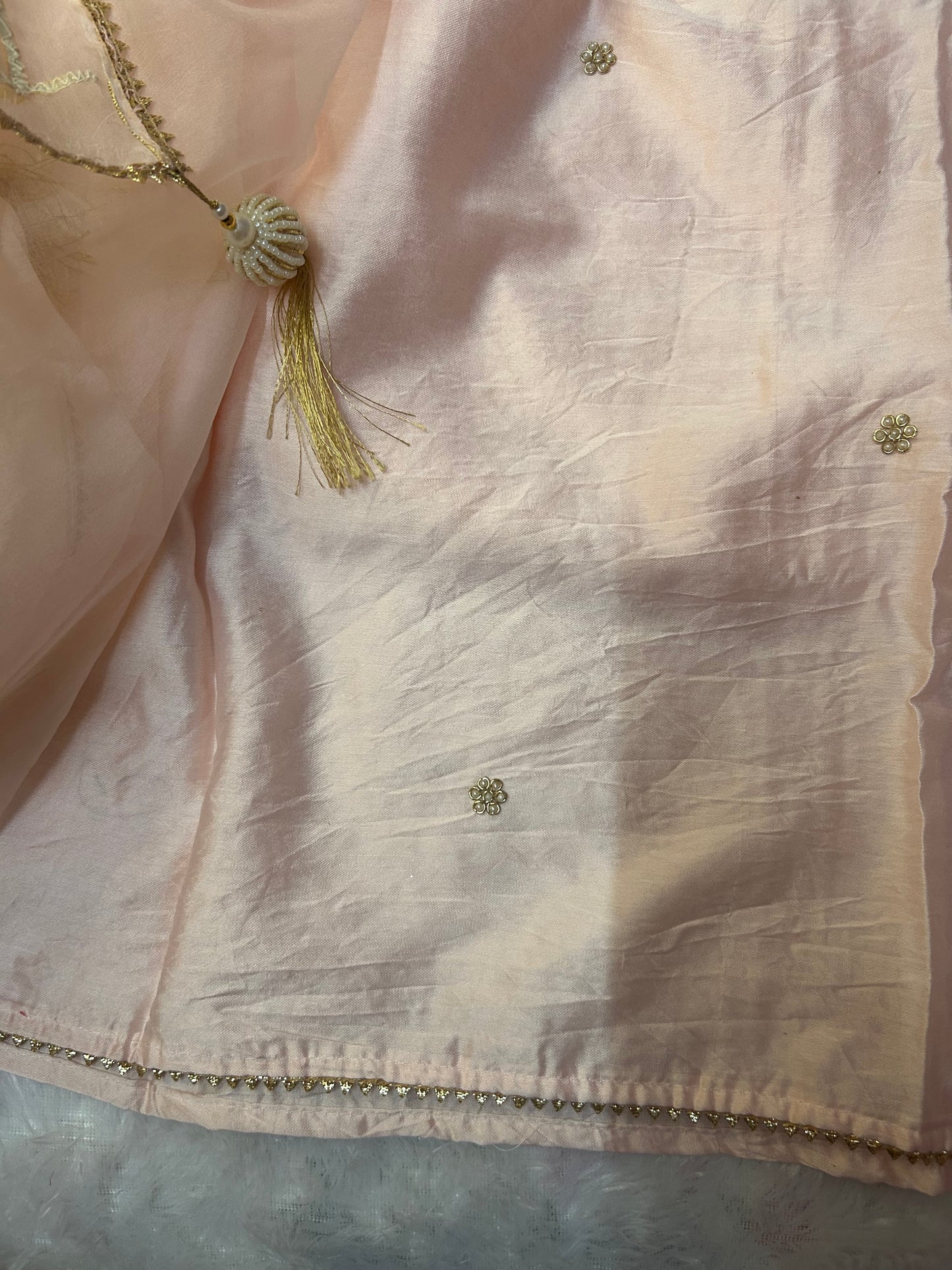 LIGHT PEACH CHANDERI SILK SUIT