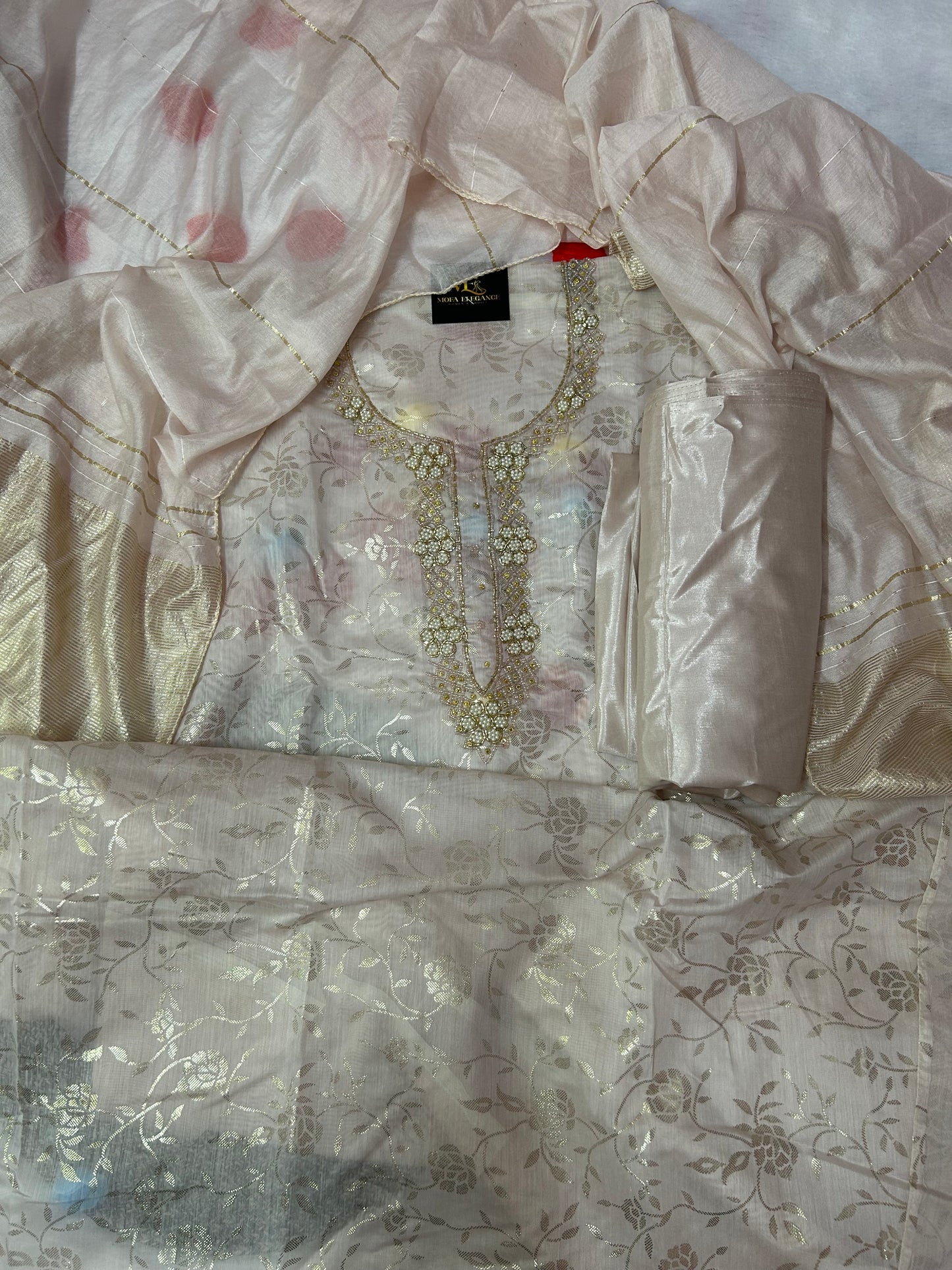 PINK ORGANZA SUIT WITH CUTDANA WORK