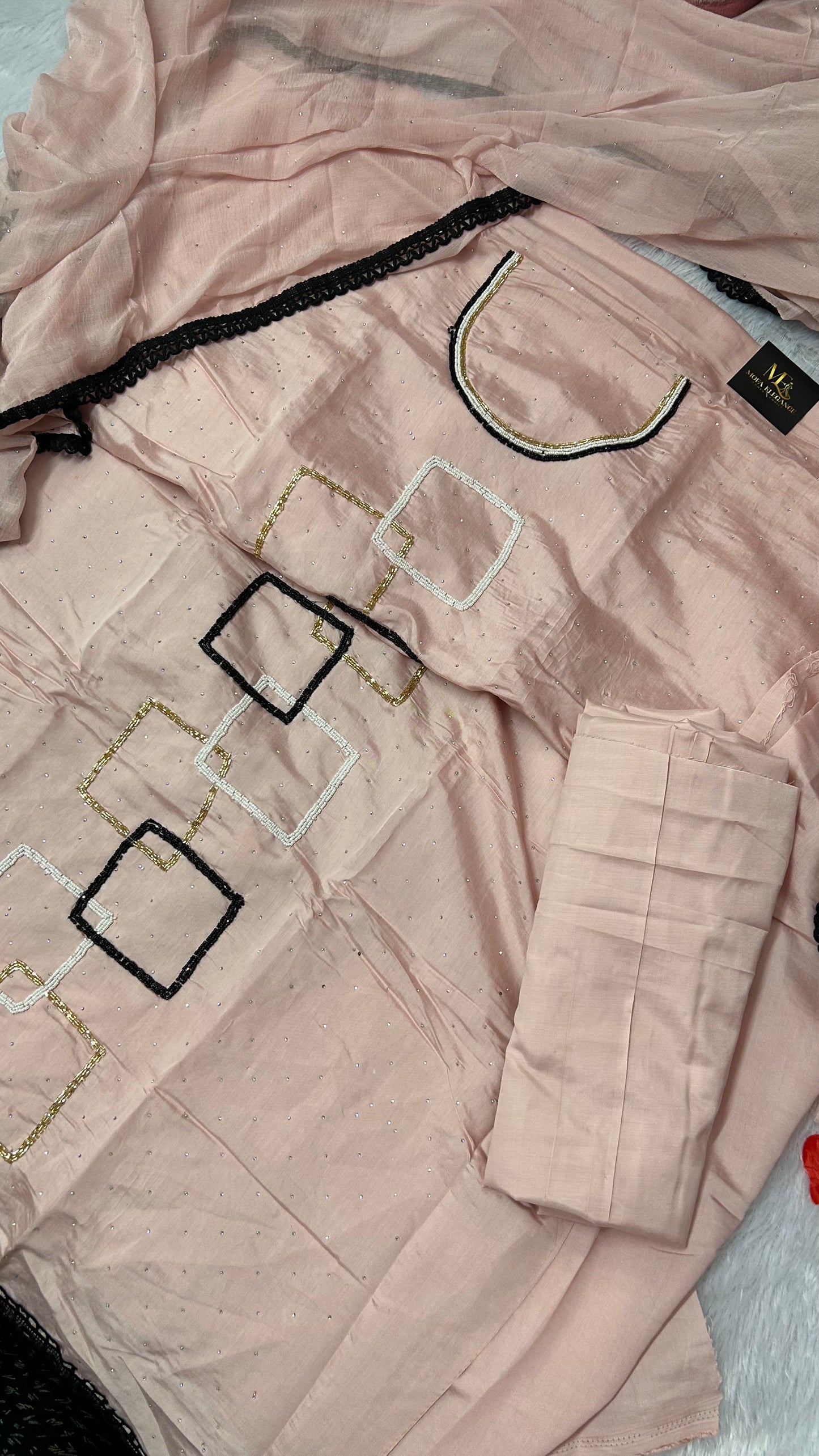 CREAM SOFT ORGANZA SUIT WITH CUTDANA WORK